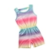 thumbnail image 2 of EYIIYE Toddler Girls Summer Sleeveless Rainbow Jumpsuit Elastic Romper, 2 of 6