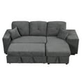 thumbnail image 2 of Soges L-Shaped Sectional Sofa Bed with Side Shelf and 2 Stools, Reversible Sleeper Pull-Out Sofa Bed for Living Room, Dark Gray, 2 of 7