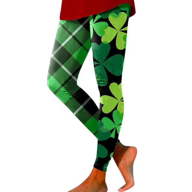 MKLEKYY Leggings deportivos para mujer, mallas con estampado del Día de San Patricio para mujer, mallas deportivas de control para yoga, mallas para mujer
