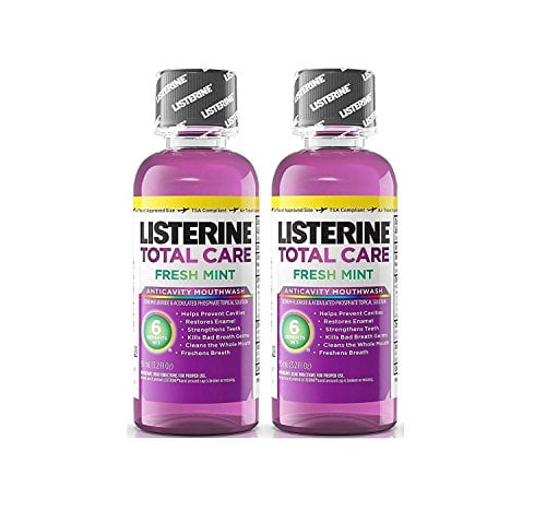 Listerine Total Care Fresh Mint Antiseptic Mouthwash, Travel Size Ounces Pack of 2