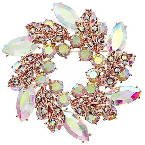 KAKOWELY Broche de novia para boda, elegante broche de diamantes de imitación, broche de ramo para fiesta de graduación