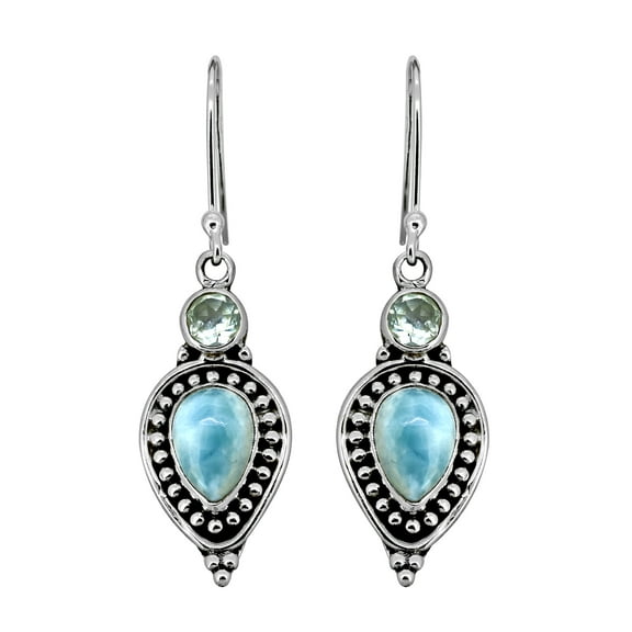 Yo Treasure Women Larimar Dangle Earrings 925 Sterling Silver Gifts for Her