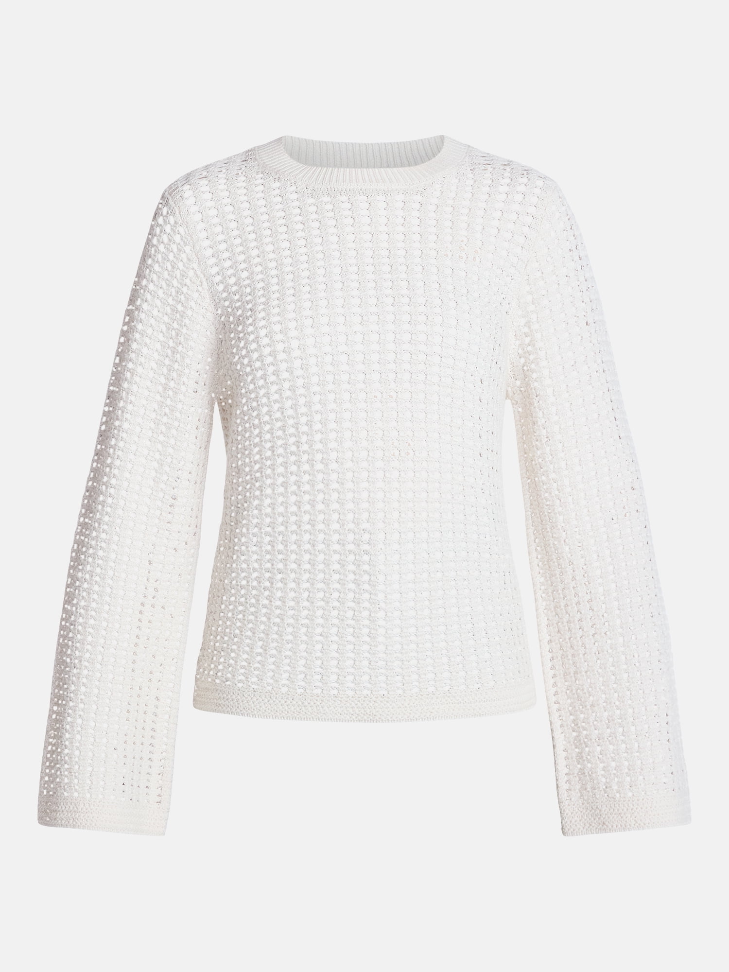 Time and Tru Women’s Textured Cotton Sweater with Long Sleeves, Lightweight, Sizes XS-XXXL
