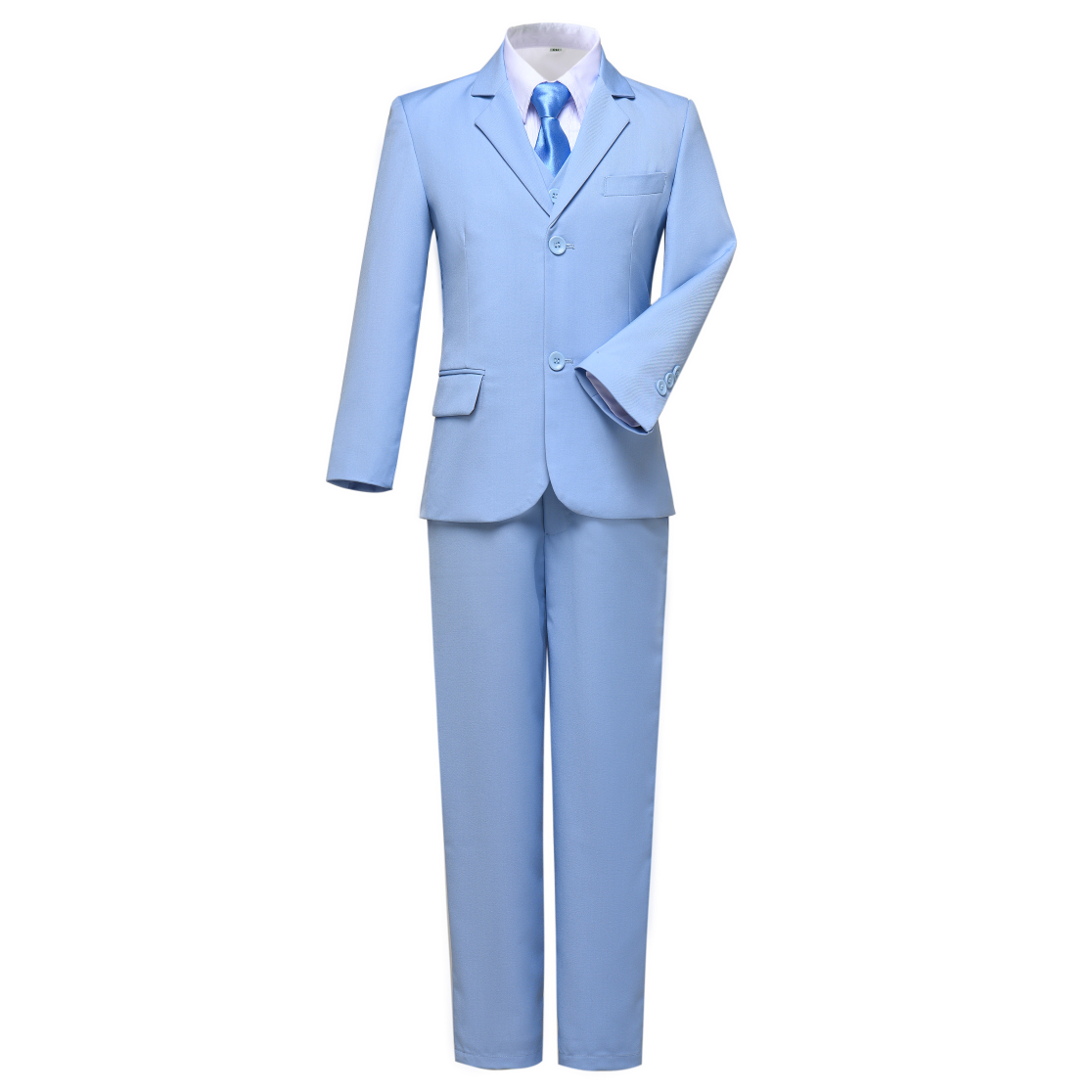 thumbnail image 2 of Wehilion Boys Suits 5 Piece Set Slim Colorful Formal Fit Light blue Kids Wedding Outfit Boys Dresswear Up Size 5T (Toddler, Little Boys, Big Boys), 2 of 5