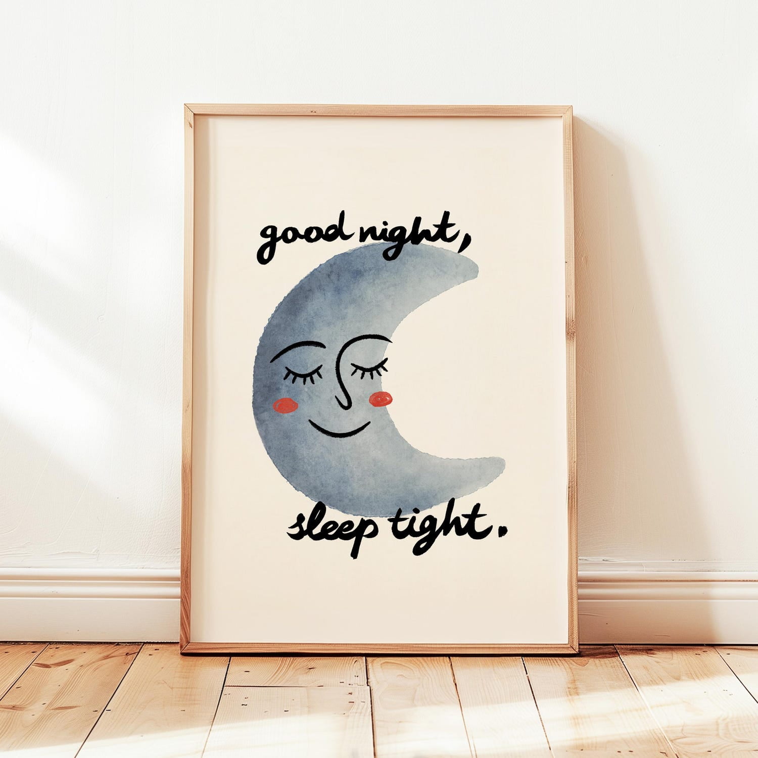 Sleep Tight Good Night Printable, Neutral Nursery Poster, Playroom Baby Wall Decor, Wall Poster, Gallery Decor