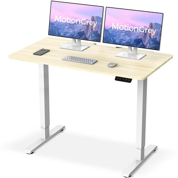 MotionGrey - Electric Motor Height Adjustable Standing Desk, 109 x 60 cm, Ergonomic Stand Up Desk, Adjustable Computer Sit Stand Desk Stand - Motorized Desk Frame with Table Top