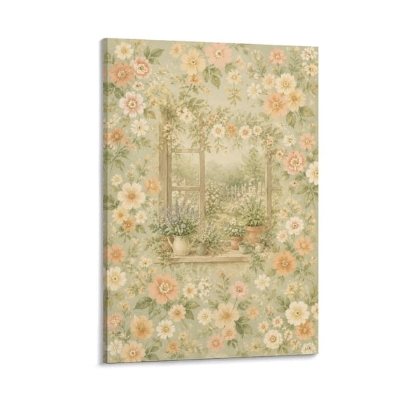 BCIIG Vintage Garden Window Floral Frame Pattern Tapestry, Polyester Vertical Print Wall Hanging Tapesties for Bedroom Dorm Living Room, Aesthetic Home Decor for Adults And Family,