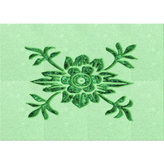 Ahgly Company Machine Washable Indoor Rectangle Transitional Mint Green Area Rugs, 2' x 4'