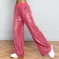 thumbnail image 5 of vigerkar Women Sequin Flared Trousers High Waisted Sparkly Wide Leg Trousers Party Clubwear Shiny Bell Bottom Pants (Hot Pink, XXL), 5 of 8