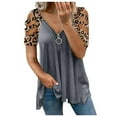 thumbnail image 1 of PENGXIANG Blouse Décontractée Sexy à Col en V avec Fermeture Éclair et Manches Courtes pour Femmes, 1 of 4