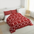 thumbnail image 3 of Manfei Kawaii Snowmen Snowflake Bedding Comforter Set,Kids Christmas Candy Cane Twin Comforter Sets,Red White Bedding Set For Child,Microfiber Bedroom Decor Reversible,2pcs, 3 of 8