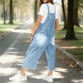 thumbnail image 4 of Baqcunre Women's Jumpsuit, Womens Casual Classic Blue Daily Vintage Denim Long Pants Overalls Jumpsuit Light Blue XL, 4 of 6