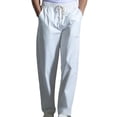 thumbnail image 1 of Mens Casual Fashion Solid Straight Leg Pants Drawstring Elastic Waist Pants RXIRUCGD Blanc, Taille: L, 1 of 4