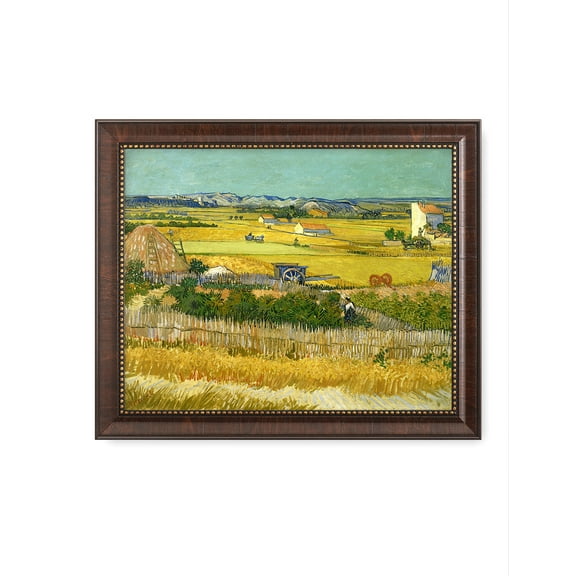 DECORARTS - The Harvest - Vincent Van Gogh Giclee Prints w/ Antique Brown Frame for Wall Decor. Picture Size: 20x16", Total Size w/ Frame: 23x19"