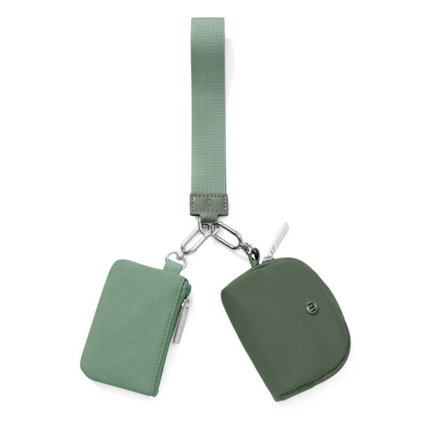 Cartera de muñeca Mum's Memory con cremallera redonda de nailon verde