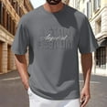 thumbnail image 2 of T-shirt Homme Couleur Unie Lettre Acier Design Surélevé Col Rond Manches Courtes Tee-Shirts Homme Gris TTTG, 2 of 4