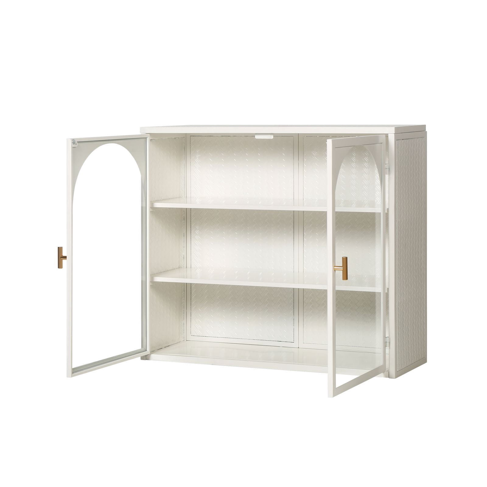 2024 New Wall-Mounted Double Glass Door Cabinet, Bathroom Storage Cabinet with Detachable Shelves, Versatile Kitchen Pantry Sideboard for Kitchen Laundry Office and Dining Room