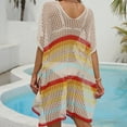 thumbnail image 3 of OGLCCG Swimsuit Coverup for Women V Neck Hollow Out Swim Cover Up Dress Crochet Bathing Suit Bikini Cover Ups Summer Beach Swimwear, 3 of 4
