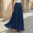thumbnail image 2 of Summer Skirts for Women Comfort Waist Polka Dots A Line Skirts Casual Beach Vacation Maxi Skirts, S, 2 of 4