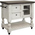 thumbnail image 1 of Stone Kitchen Island - White Base and Grey Top, 39.25", 1 of 2