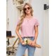 thumbnail image 4 of Blusas Informales de Negocios para Mujer, Blusas Elegantes de Verano, Lindas Camisas de Corta, Conjuntos de Trabajo Modernos. Rosa L, 4 of 8
