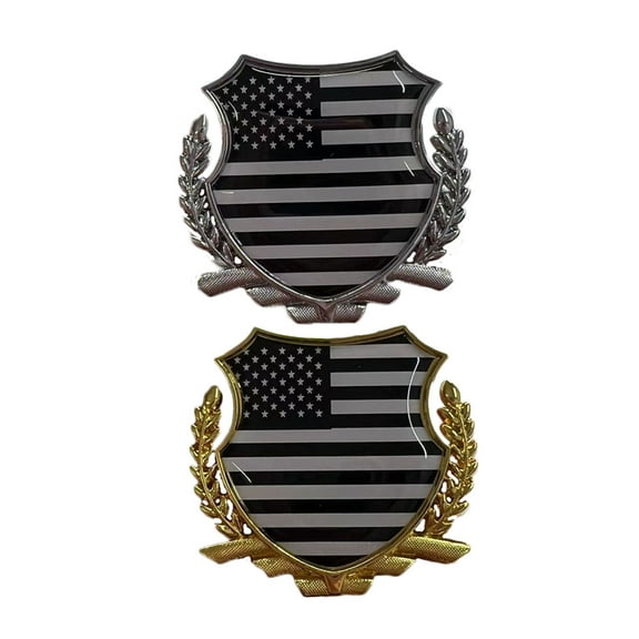 Ysmzzmsy Ysmzzmsy 2 PCS Country Flag Shield Car Emblem, 2.1x2.1 inches, Gold Metal Frame , Decorative Auto Badge