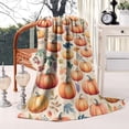 thumbnail image 2 of Fall Pumpkins and Leaves Pattern Blanket,Comfortable Soft Lamb Wool Throw Blanket,All Season,Warm Lightweight Blankets for Sofa Bed Couch Living Room Chair,60"x80", 2 of 4