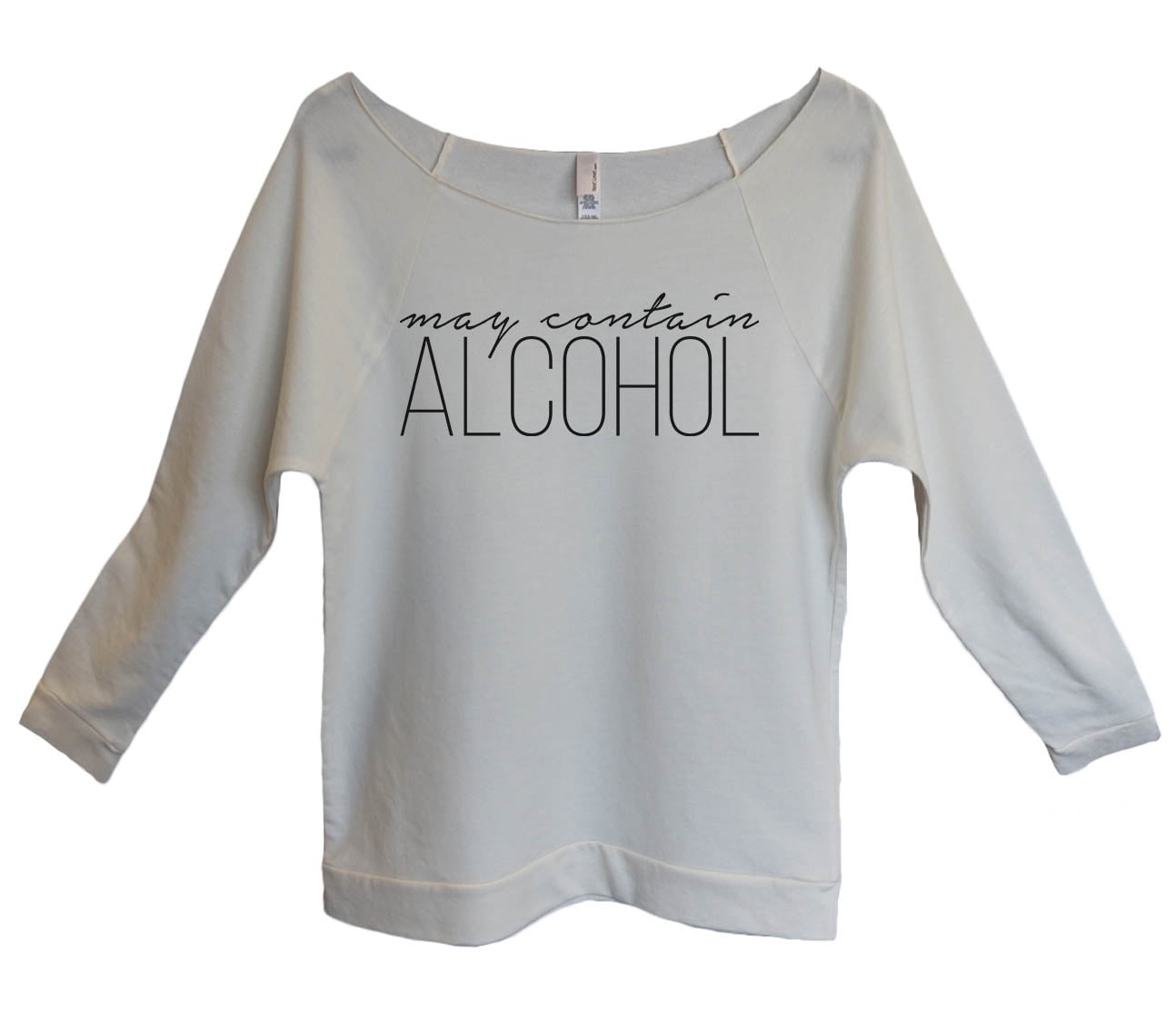 Funny Threadz Womens 3/4 Sleeve Raglan "May Contain Alcohol" Funny