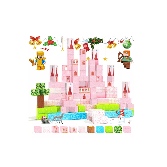 Set De Construcción Magnético Castillo De Princesa Niño 64pc ROSA