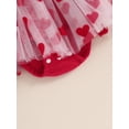 thumbnail image 7 of Suealasg Baby Girl Valentines Day Romper Dress Short Sleeve Heart Print Tulle Skirt Jumpsuit Bow Headband, 7 of 7