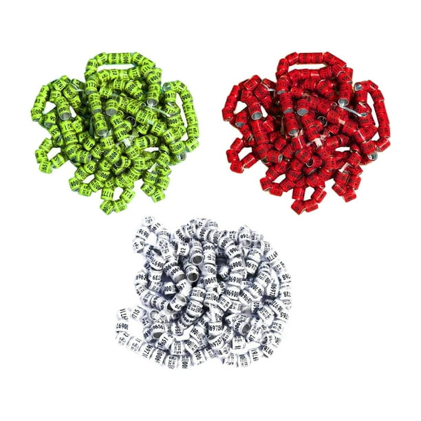 150 anillos para pata de paloma de 8 mm, 2023, para identificación de loros Blanco Amarillo Rojo