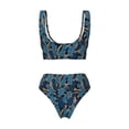 thumbnail image 2 of Honeii Blue Leaves A Print Women’s Bikini Set,Two Piece Swimsuit Bathing Suits,Stylish High Elasticity Swimwear for Beach and Pool, 2 of 7