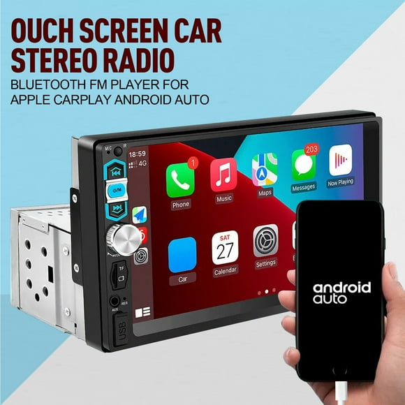 For Apple Carplay Android Car Stereo Touch Screen Radio Bluetooth FM Player -