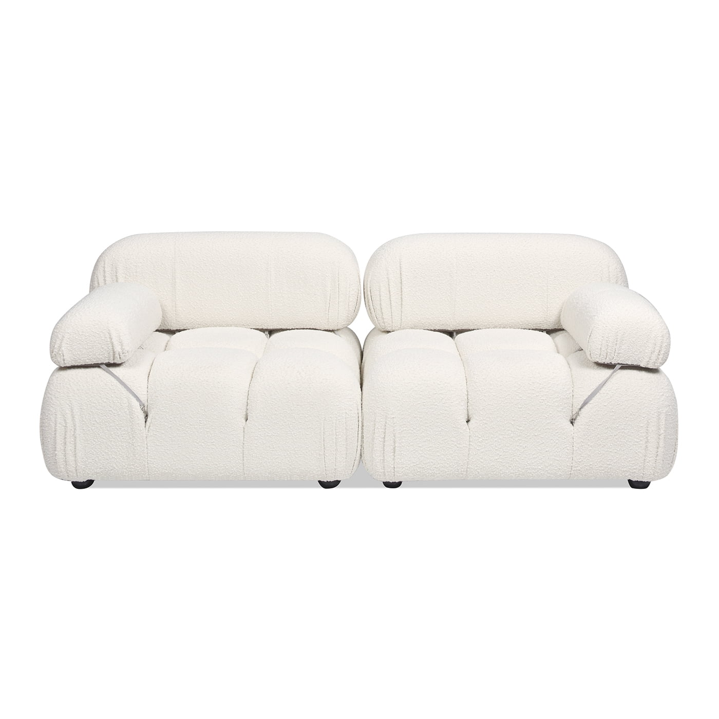 Marcel 72.5" Bubble Modular Modern 2-Piece Loveseat Sofa, Ivory White Boucle