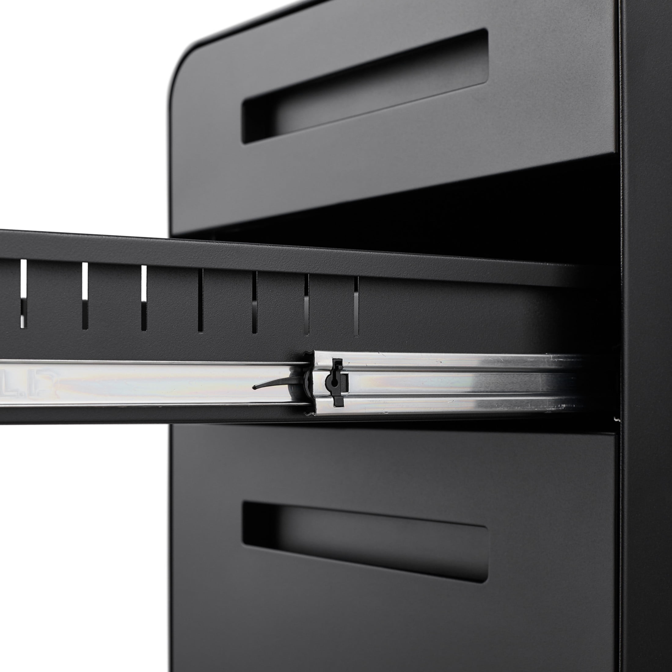 Noble House Steel Rounded 3-Drawer Mobile Filing Cabinet, Legal File Storage with 5 Wheels, Black