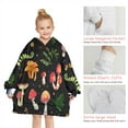 thumbnail image 6 of Red Mushroom Plant Black Pattern Blanket Hoodies for Kids 6-13YR Oversize Wearable Blanket Hoodies for Boys Girls Teens, 6 of 7