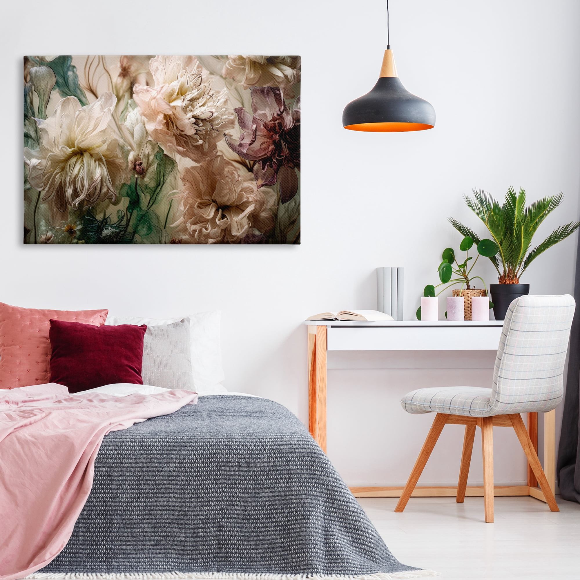 Stupell Industries Blush Toned Flowers Plants & Flowers Painting Wrapped Canvas Art Print Wall Art, 45 x 30