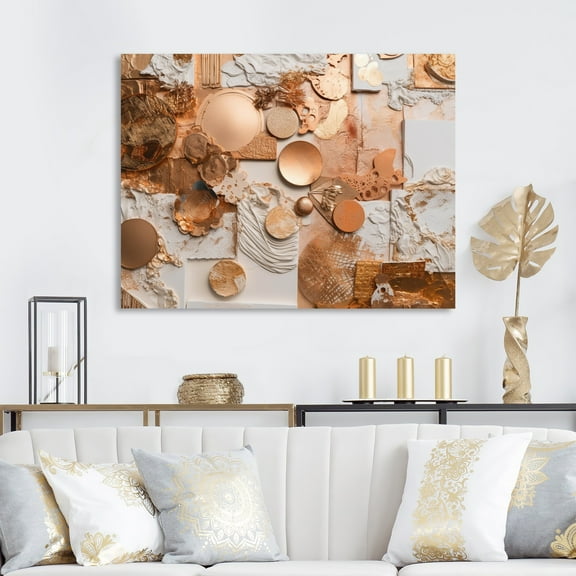 Designart "Gold And White Geometric Serenity I" Modern Geometric Wall Decor