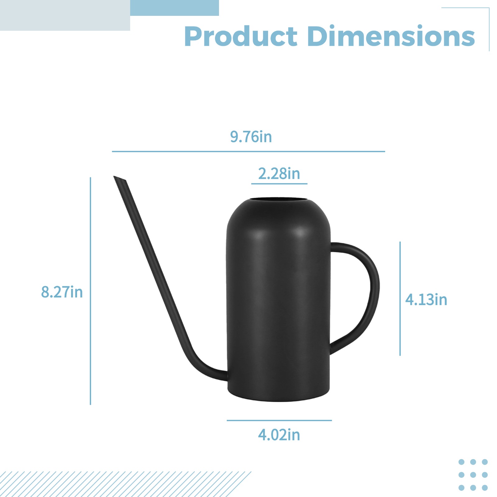 Long Spout Watering Can for Indoor Plants, 50.7 fl oz（1500 ml） Stainless Steel, Vintage Metal Design, Black Matte Finish, Precision Water Flow for Gardens and Houseplants