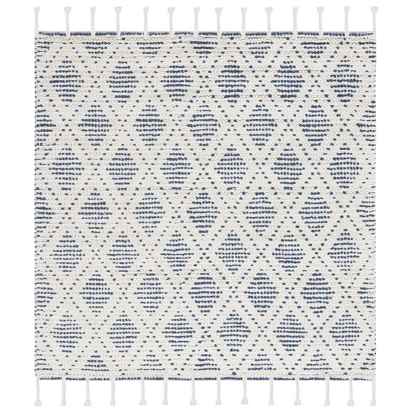 SAFAVIEH Natura Ruadhan Diamond Area Rug, Ivory/Blue, 6' x 6' Square