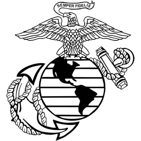 x 7.5" Medium Black Eagle Globe and Anchor Vinyl Decal