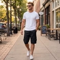 thumbnail image 5 of Mens Casual Cotton Twill Cargo Shorts Drawstring Classic Chino Stretch Short with Pockets, L, 5 of 7