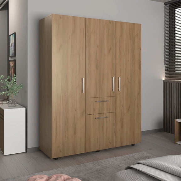 Bariloche 70" High Four- Door, One Drawer Armoire With Three Hanging Rods, Seven Shelves Bedroom, Wardrove, Closet