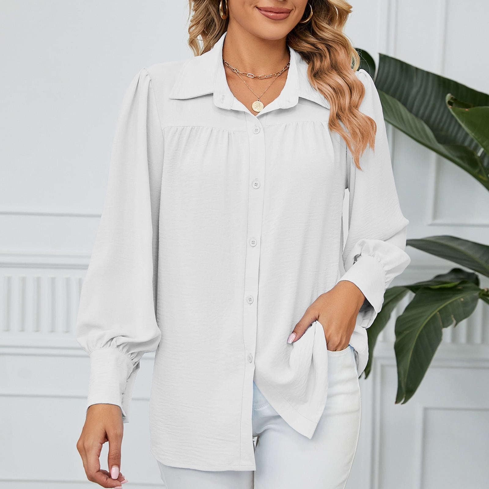 white chiffon button down blouse