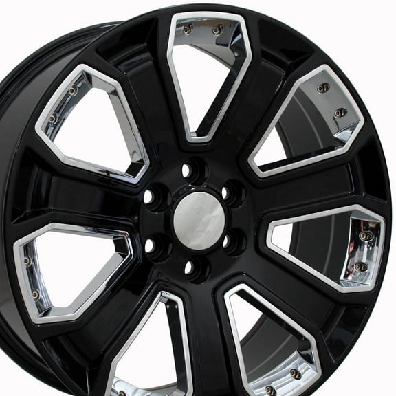 OE Wheels CV93B 22 Inch Rim Fits Silverado 1500 Style 6x139.7 22x9 Gloss Black with Chrome Insert - Hollander 5660 (1)