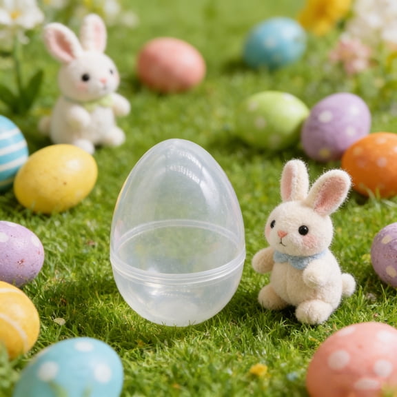 Clear Easter Eggs Plastic Fillable 3.15 Inches DIY Empty Eggs for Basket Stuffers Fillers Easter Theme Party Favor Hunt Classroom Prize