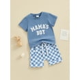 thumbnail image 2 of Bagilaanoe 2pcs Toddler Baby Boy Shorts Set Short Sleeve Letter Print T Shirt Tops + Plaid Shorts 6M 12M 18M 24M 3T Kids Casual Summer Clothes, 2 of 8