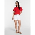 thumbnail image 3 of Time and Tru Women's Top with Short Flounce Sleeves, Sizes XS-XXXL, 3 of 6