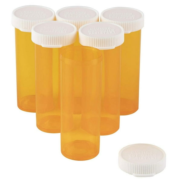 Plastic Prescription Bottles Empty with Lids, Pill Vials (6 Dram