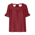 thumbnail image 5 of Blusas y blusas para mujer Elegantes camisas de verano con mangas con volantes y cuello cuadrado Blusas con lazo en la espalda OAVQHLG3B Store lin121212, 5 of 5
